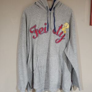 Looney Tunes Feisty Tweety Quarter Zip Hoodie Sweatshirt Womens